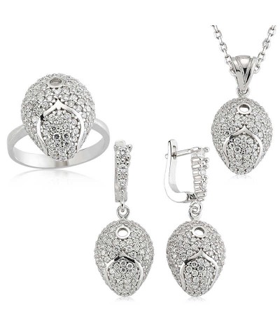 Gümüş Çok Taşlı Bayan Set