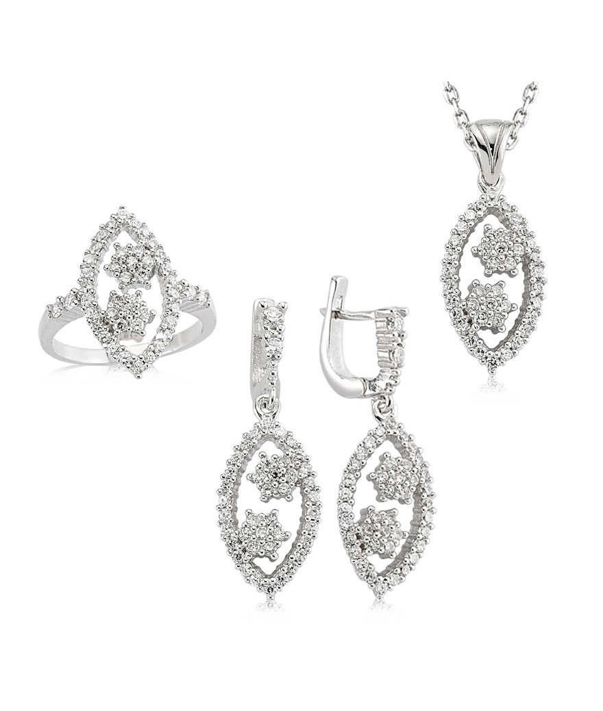 Gümüş Zirkon Taşlı Bayan Set