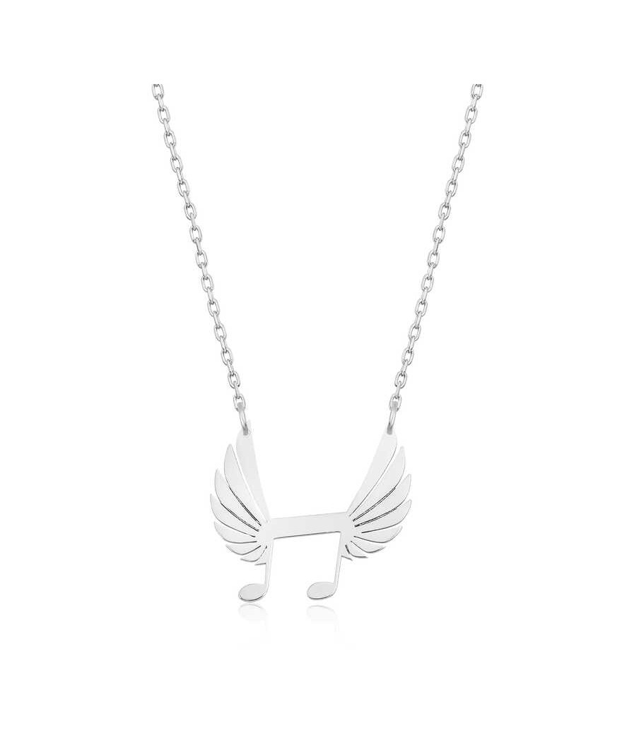 Gümüş Nota Kanatları Bayan Kolye