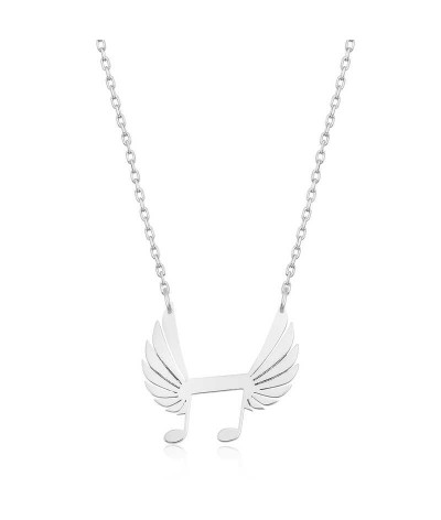 Gümüş Nota Kanatları Bayan Kolye