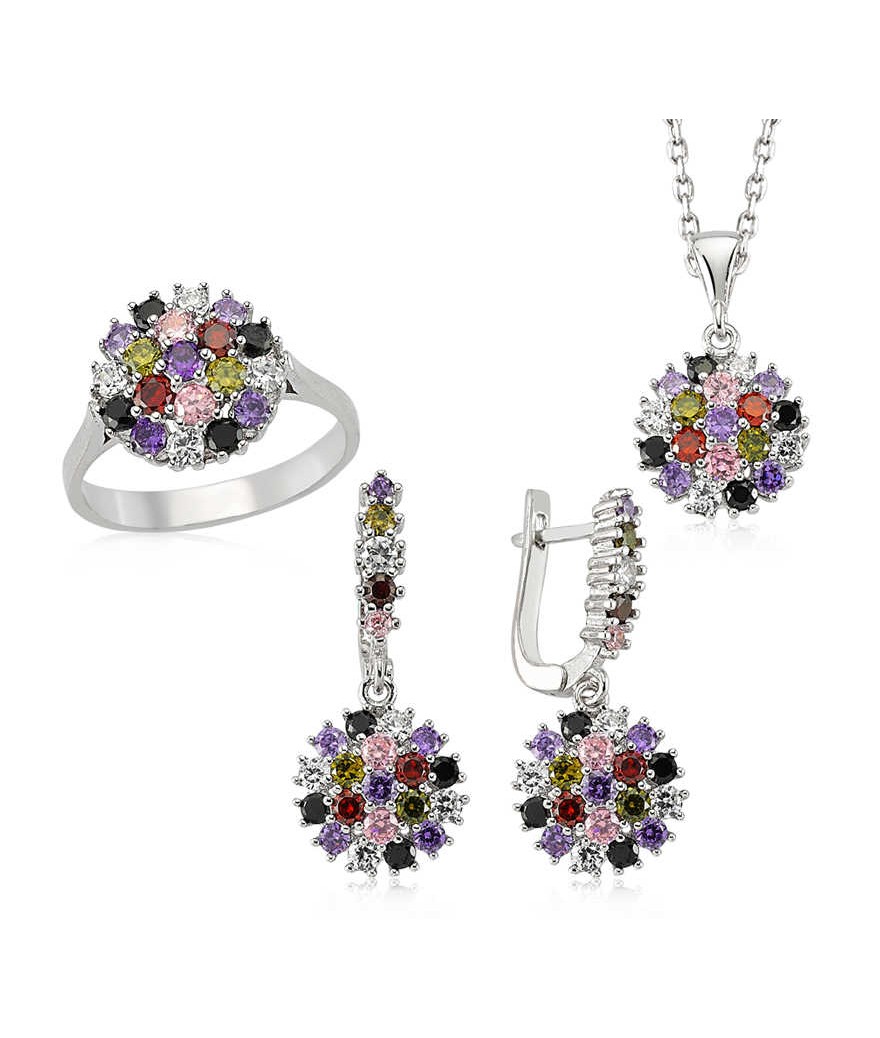 Gümüş Renkli Taşlı Bayan Set