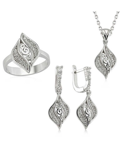 Gümüş Yaprak Desenli Bayan Set