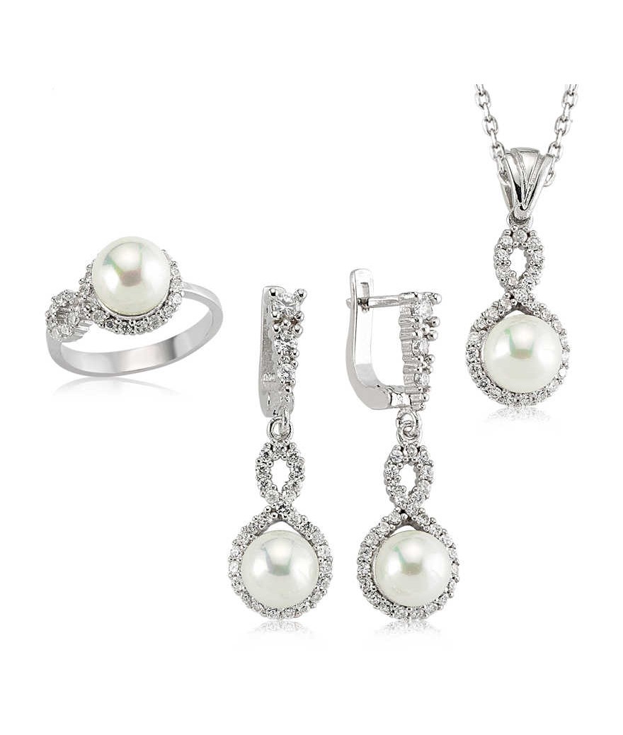 Gümüş Sonsuzluk İnci Bayan Set
