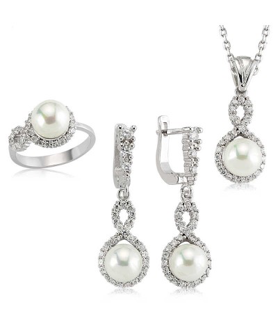 Gümüş Sonsuzluk İnci Bayan Set