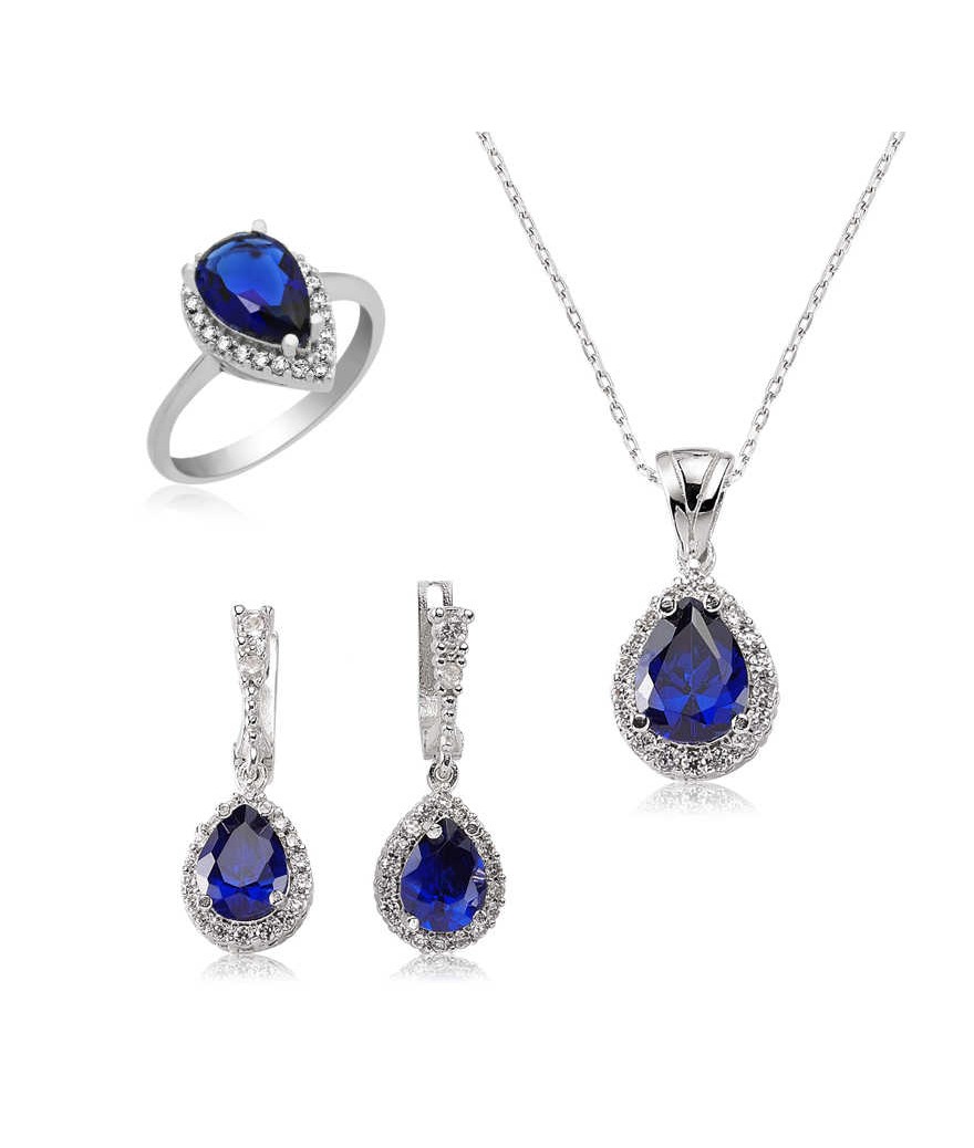 Gümüş Lacivert Damla Bayan Set