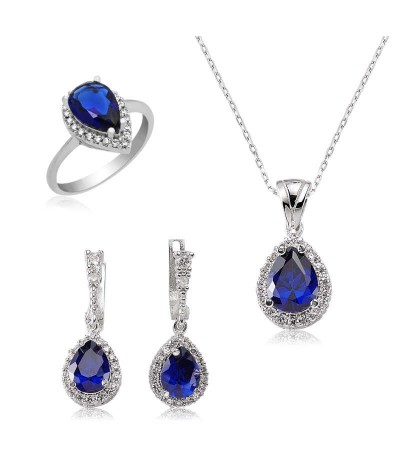 Gümüş Lacivert Damla Bayan Set