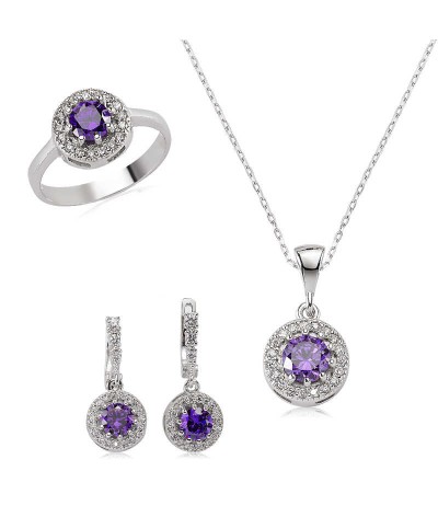 Ametist Renkli Gümüş Bayan Set
