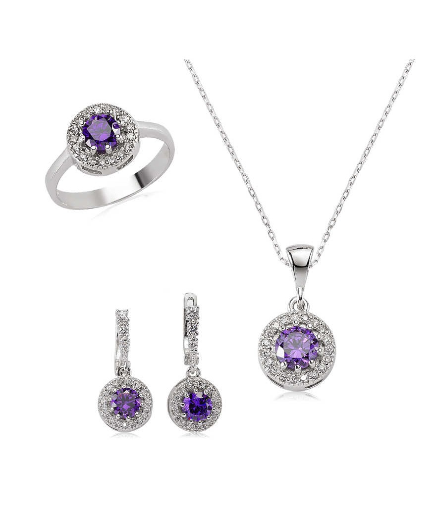 Ametist Renkli Gümüş Bayan Set