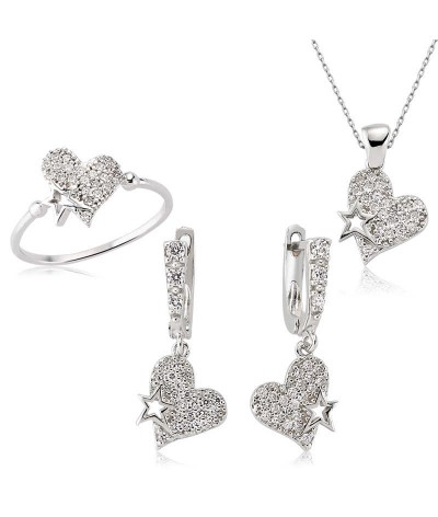 Gümüş Kalpli Bayan Set