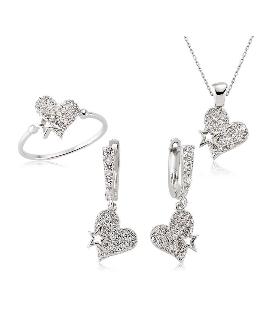 Gümüş Kalpli Bayan Set