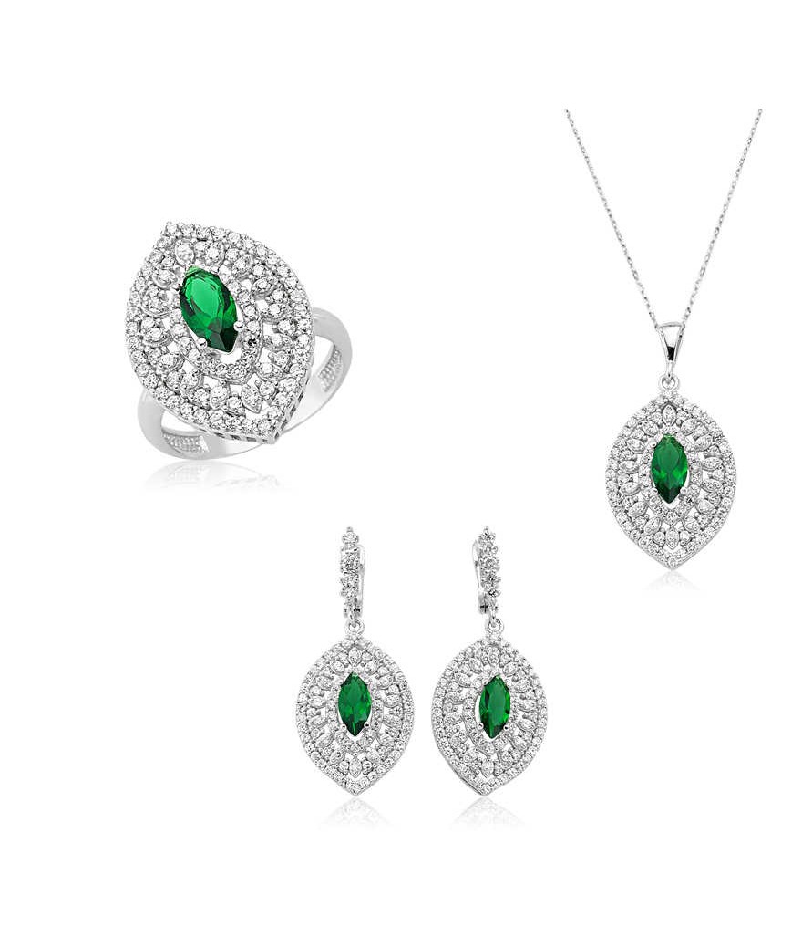 Gümüş Mekik Taşlı Hürrem Bayan Set