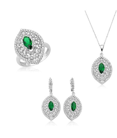 Gümüş Mekik Taşlı Hürrem Bayan Set