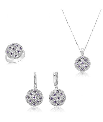 Gümüş Zirkon Taşlı Bayan Set