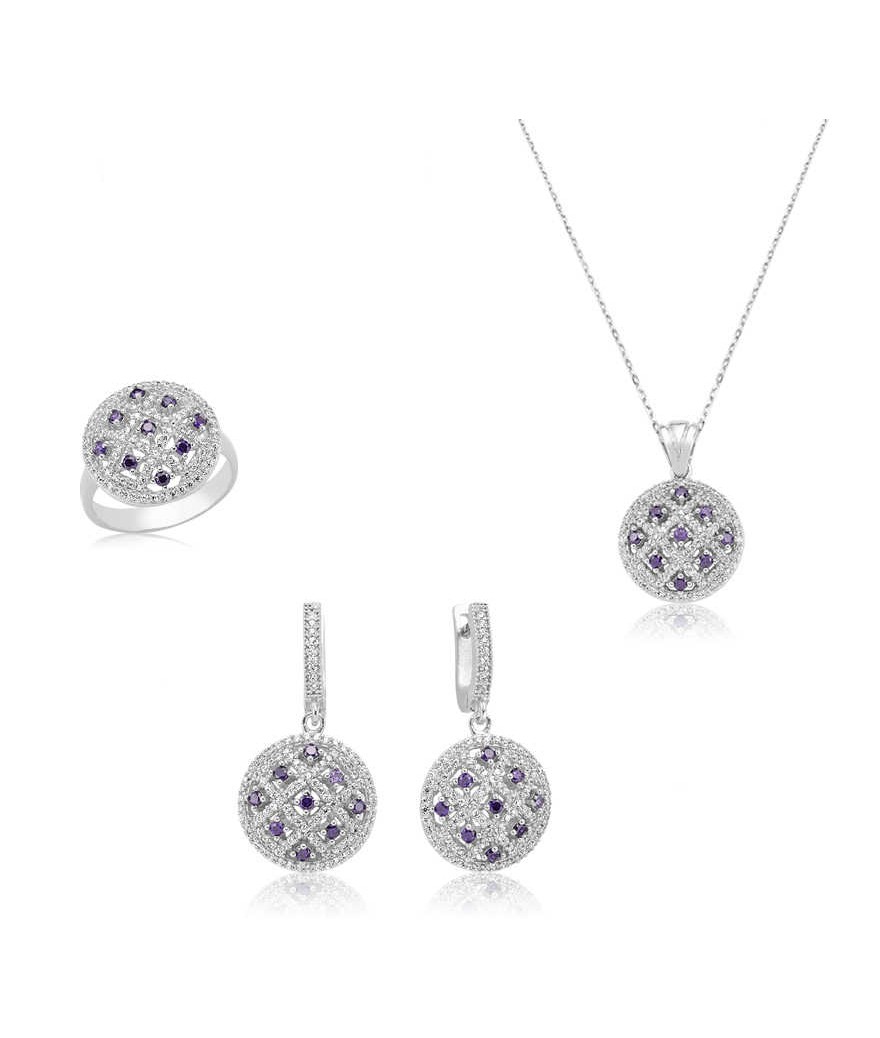 Gümüş Zirkon Taşlı Bayan Set