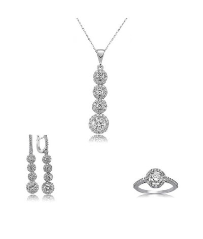 Gümüş Sıralı Dört Taş Bayan Set