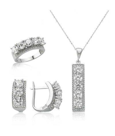 Gümüş 5 Taş Bayan Set