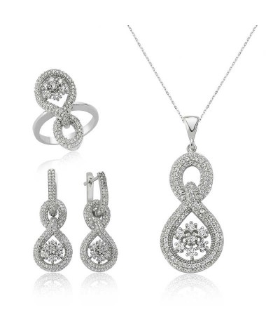 Gümüş Sonsuz Kar Tanesi Bayan Set
