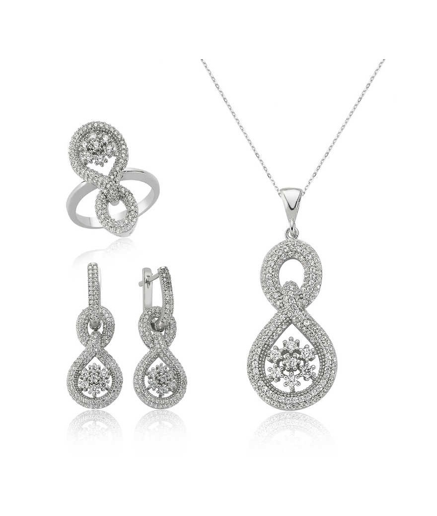 Gümüş Sonsuz Kar Tanesi Bayan Set
