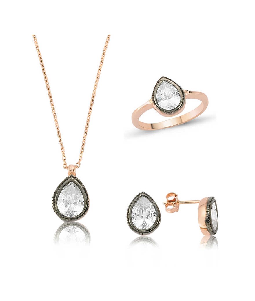Gümüş Elmas Model Damla Bayan Set