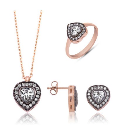 Gümüş Elmas Montür Kalpli Bayan Set