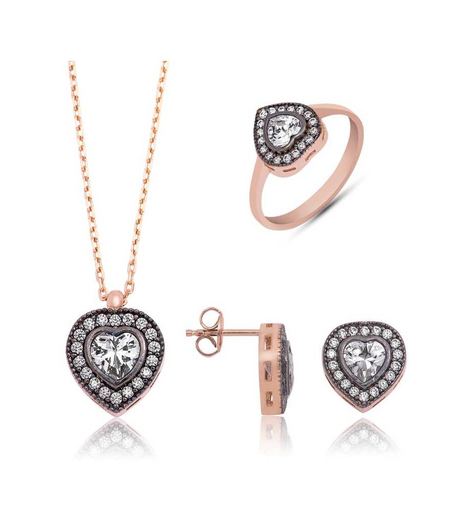 Gümüş Elmas Montür Kalpli Bayan Set