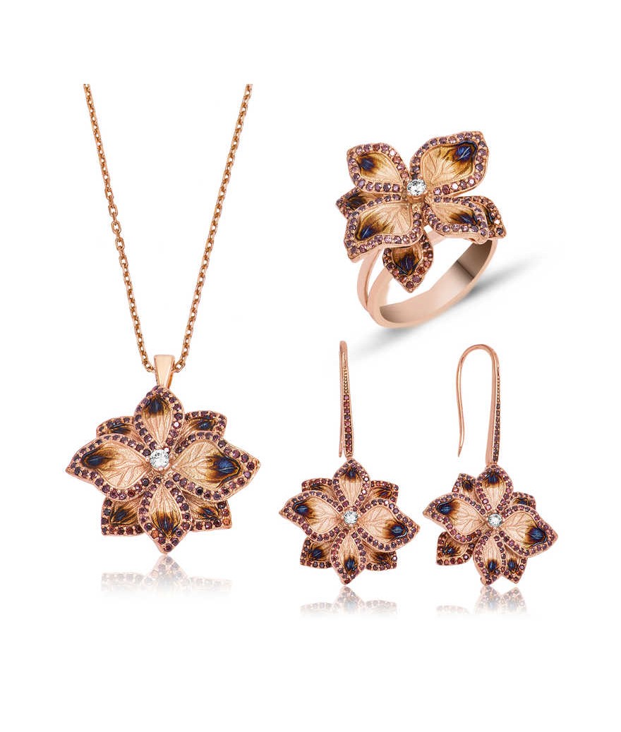 Gümüş Menekşe Çiçeği Bayan Set