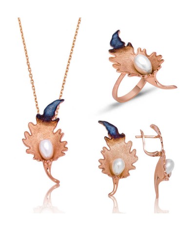 Gümüş Zambak Çiçeği Bayan Set