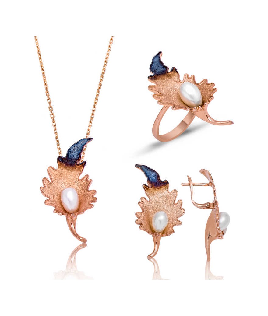 Gümüş Zambak Çiçeği Bayan Set