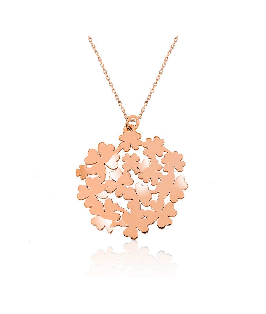 Gümüş Yonca Buketi Kolye