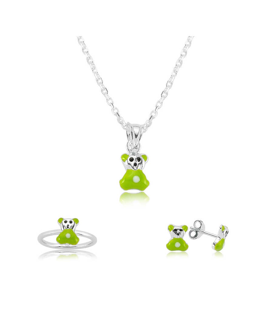 Gümüş Yeşil Ayıcık Çocuk Set
