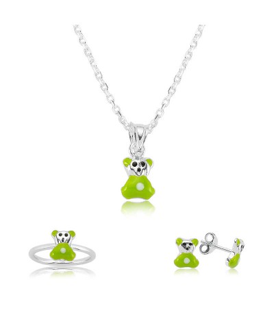 Gümüş Yeşil Ayıcık Çocuk Set