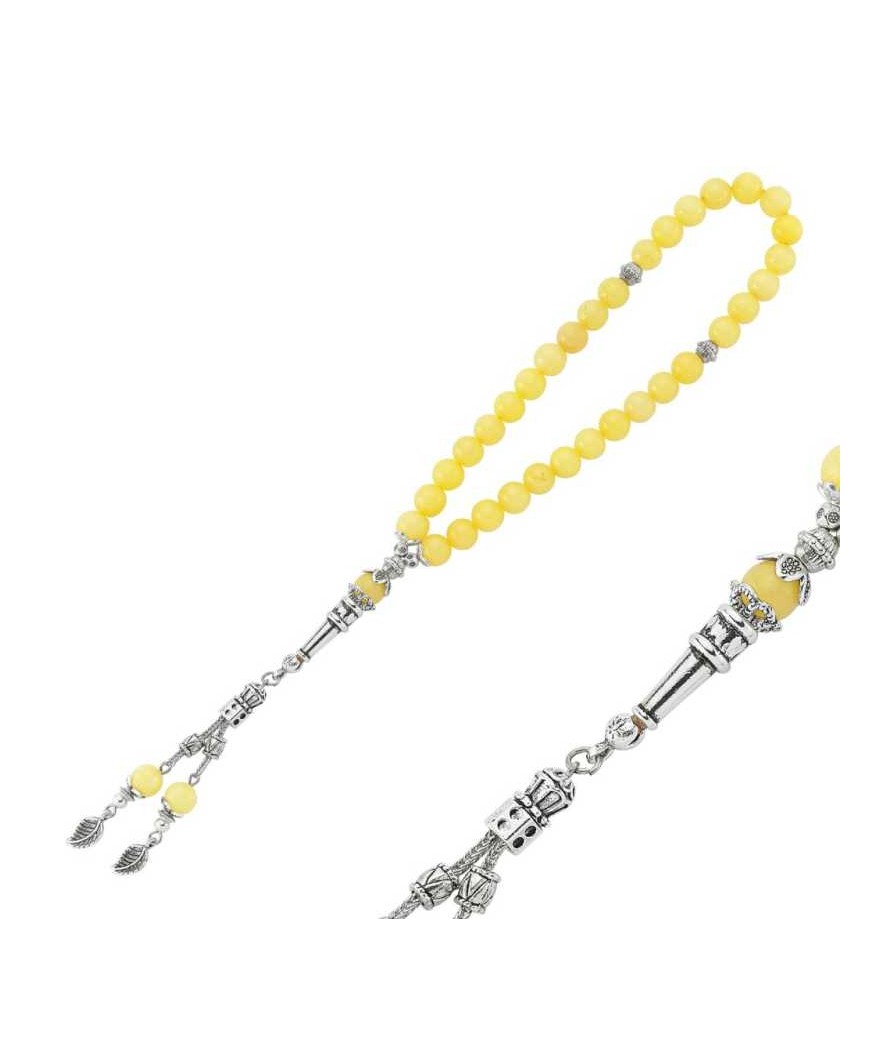 Doğaltaş Metal Püsküllü Yeşim Taşı Tesbih