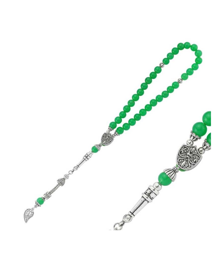 Doğaltaş Metal Püsküllü Aventurin Taşlı Tesbih