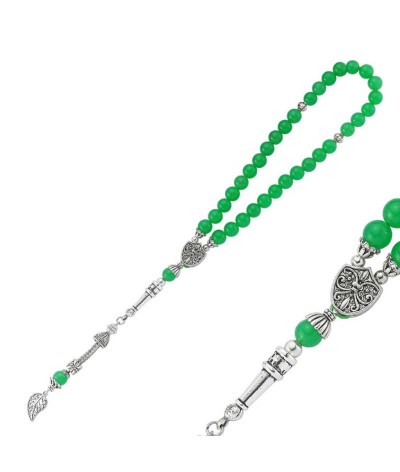 Doğaltaş Metal Püsküllü Aventurin Taşlı Tesbih