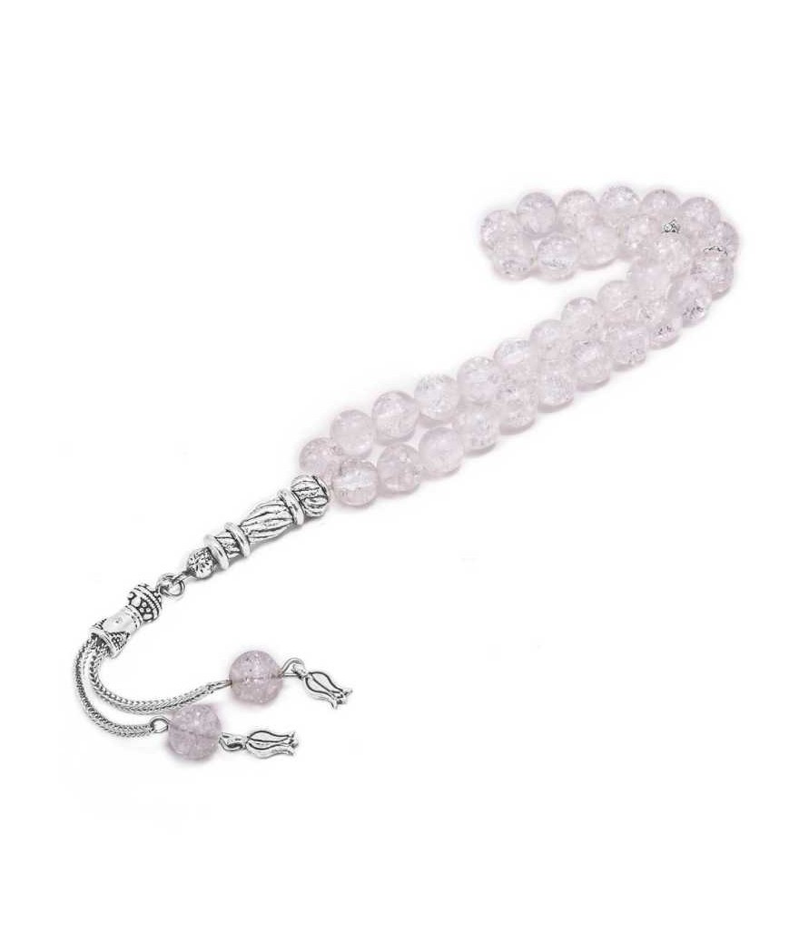 Doğaltaş Metal Püsküllü Dağ Kristali Tesbih