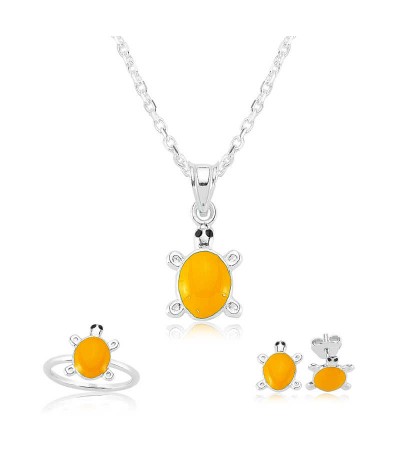 Gümüş Turuncu Kaplumbağa Çocuk Set