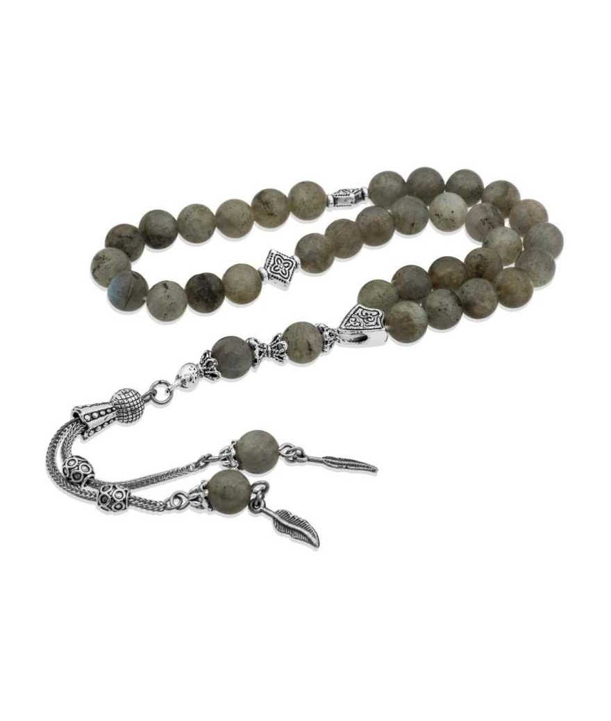 Doğaltaş Metal Püsküllü Labradorit Taşlı Tesbih