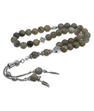 Doğaltaş Metal Püsküllü Labradorit Taşlı Tesbih