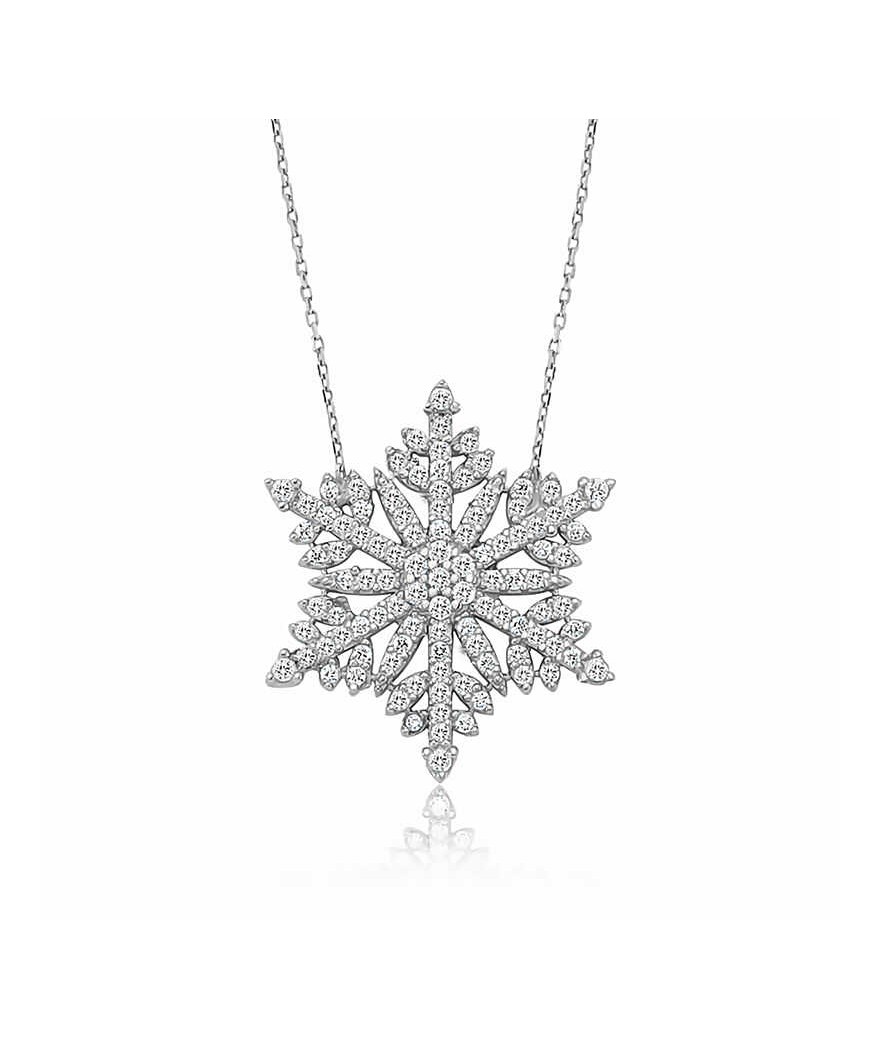 Gümüş Kar Tanesi Bayan Kolye