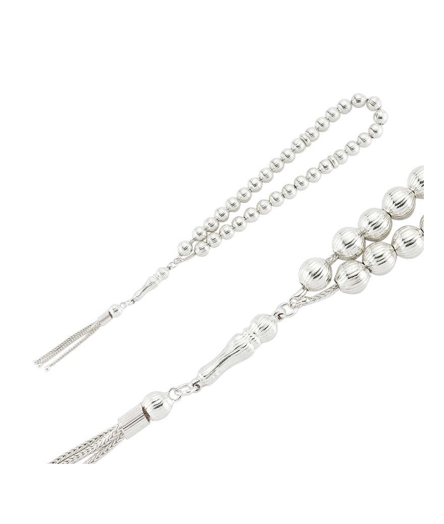 Gümüş Desenli Yuvarlak Tesbih