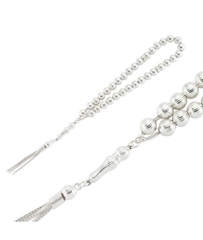 Gümüş Desenli Yuvarlak Tesbih