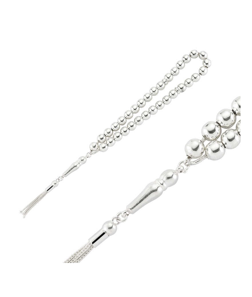 Gümüş Yuvarlak Düz Tesbih