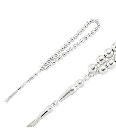 Gümüş Yuvarlak Düz Tesbih