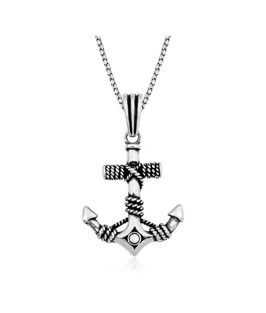 Gümüş Denizci Çapası Kolye