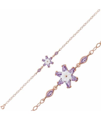 Gümüş Lila Lotus Çiçeği Bileklik