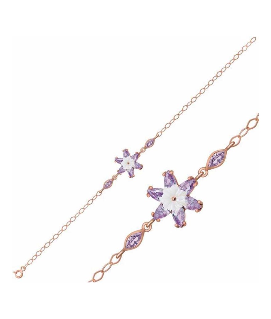 Gümüş Lila Lotus Çiçeği Bileklik