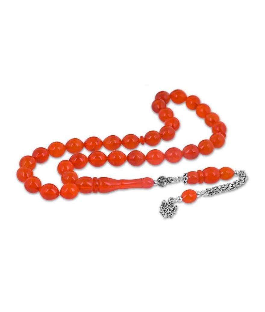 Gümüş Püsküllü Toz Kehribar Tesbih