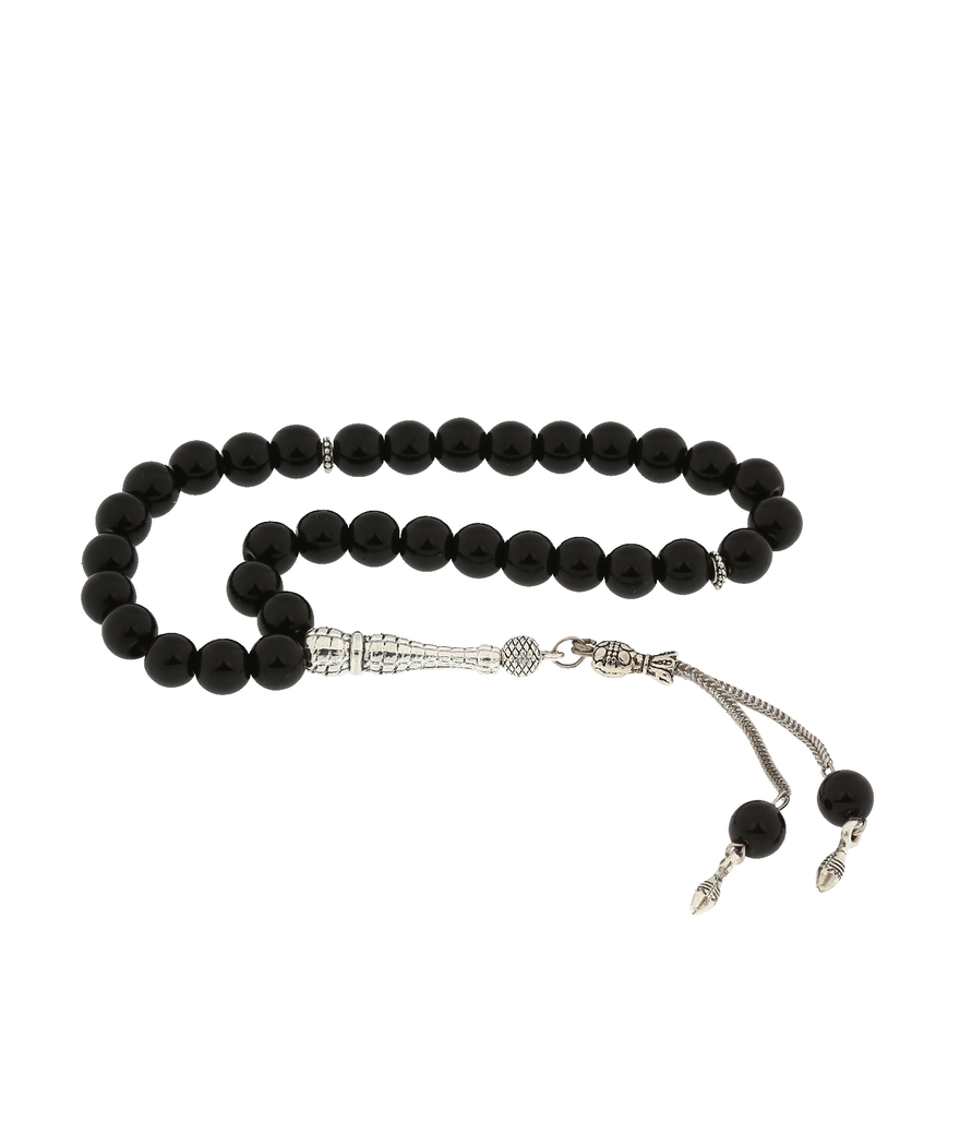 ​Doğaltaş Metal Püsküllü Oniks Taşı Tesbih