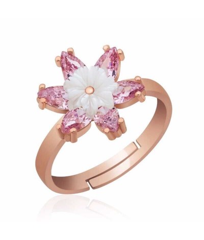 Gümüş Pembe Lotus Çiçeği Yüzük