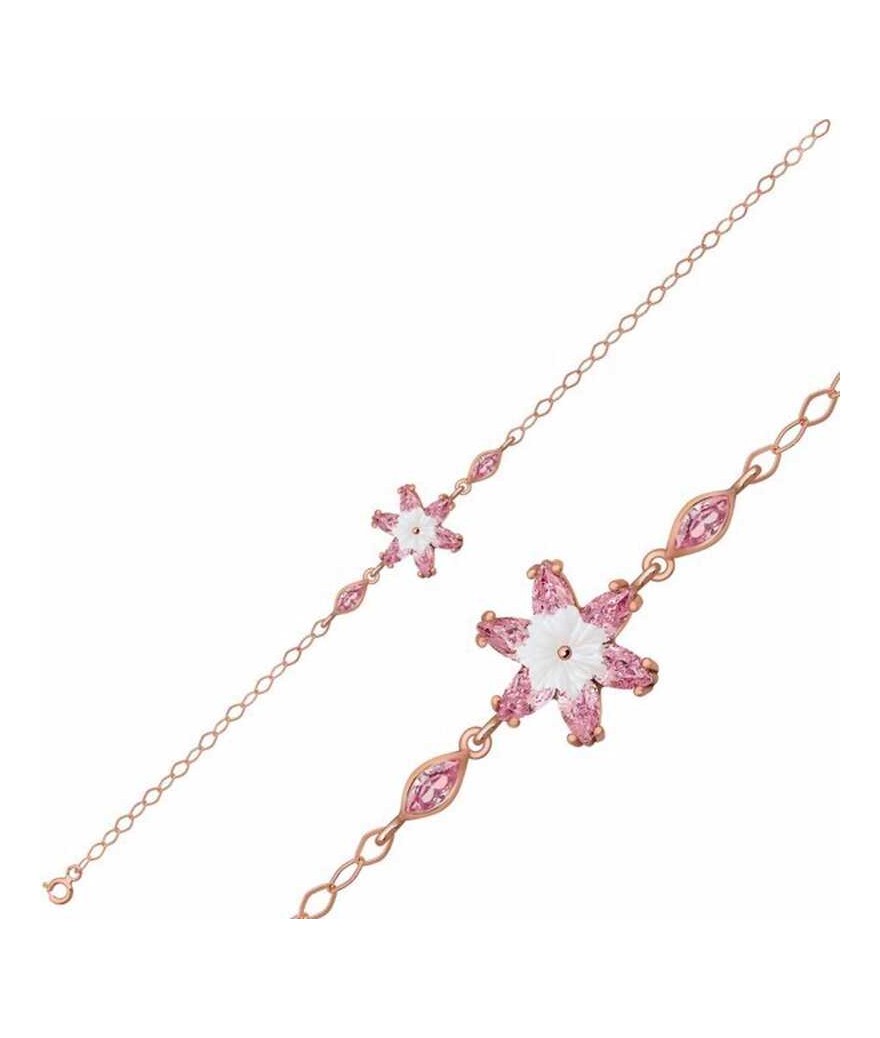 Gümüş Pembe Lotus Çiçeği Bileklik